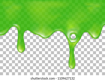 Dripping green slime. Isolated on transparent background. Vector illustration, eps 10.