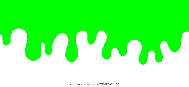 Dripping green slime on white background. Radioactive flowing liquid. Vector illustration