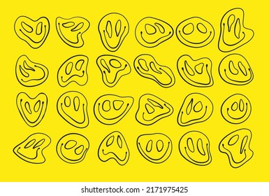 Dripping Groovy Character Faces Keep Smiling Stock Vector (Royalty Free ...