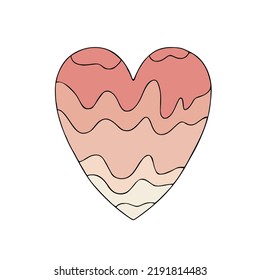 dripping hearts with pink to beige gradient. Template design for valentine day, greeting card, wedding, celebration event, poster. groovy heart.