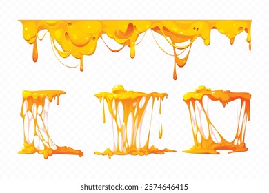 Dripping Honey Cartoon Texture set illustration of vector design