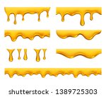 Dripping honey. Golden yellow realistic syrup or juice dripping liquid oil splashes vector template