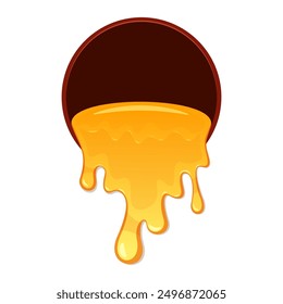 Dripping honey from hole vector isolated on white background.