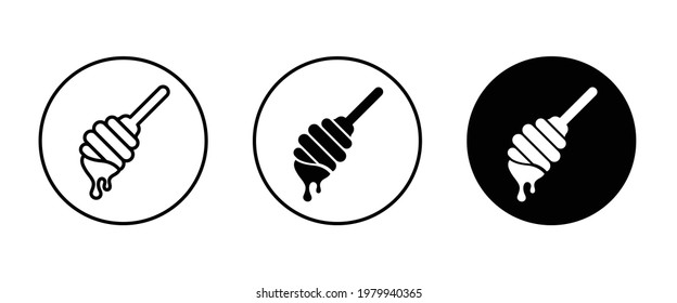 Dripping Honey Icon, Spoon for honey icons button, vector, sign, symbol, logo, illustration, editable stroke, flat design style isolated on white linear pictogram