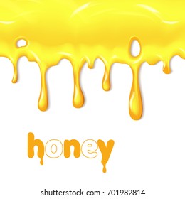 Dripping honey. Illustration isolated on white background. Graphic concept for your design