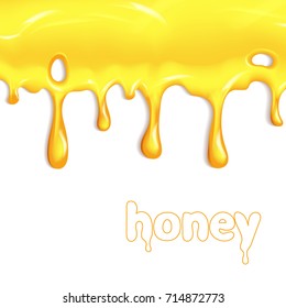 Dripping honey. Illustration isolated on white background. Graphic concept for your design
