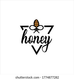 Dripping honey Logo Design Template. Honeycomb Logo Design Nature Organic. Beekeeping logo design with abstract bee. Bee logo Icon Symbol Vector Template. Beehive Icon