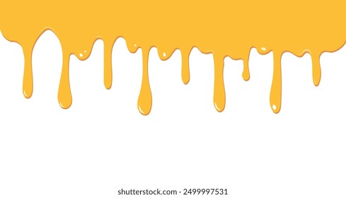 Dripping honey. Melt drop. Flowing liquid isolated on white background. spilled honey, leak, splash. Vector illustration.