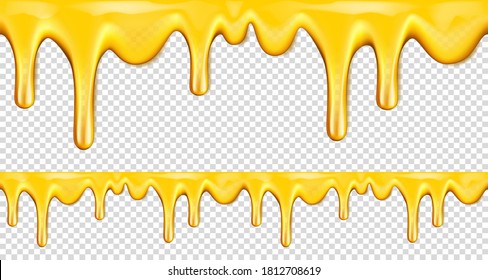 Dripping honey seamless repeatable border isolated transparent background