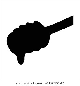 Dripping honey silhouette simple black shape on white bold graphic design on transparent background