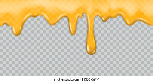 Dripping honey. Dripping syrup honey drippings honeyed caramel nectar delicious sauce tasty molten golden oil frame isolated vector illustration