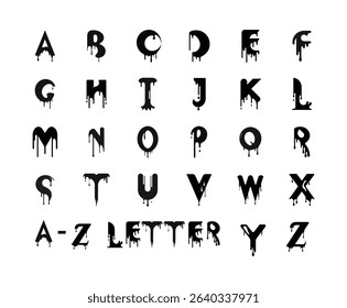 dripping horror alphabet a to z letter vector for halloween