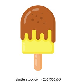 A dripping ice cream in flat editable design