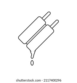 Dripping Ice Cream Outline Icon Illustration on White Background