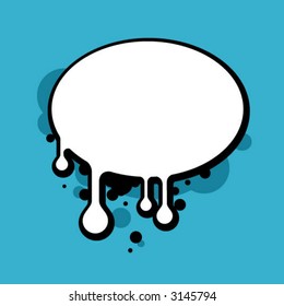 A dripping ink blot or speech bubble