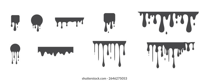 Dripping ink. Vector illustration. Liquid paint splash. Black dripping frames. vector