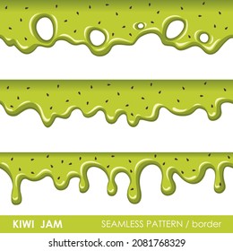 Kiwi-Konfitürenset zum Laufen bringen. Nahtloses Grenzmuster.