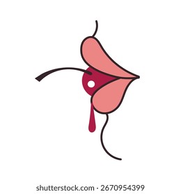 Dripping Lips with cherry icon, clipart, avatar, logotype isolated illustration