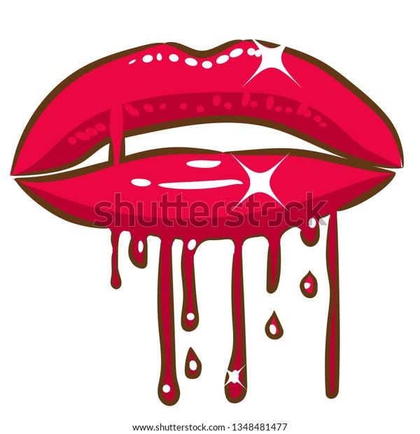 Dripping Lips Clipart Stock Vector (Royalty Free) 1348481477 | Shutterstock