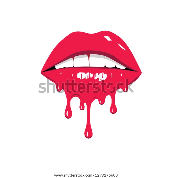 Dripping Lips Graphic Stock Vector (Royalty Free) 1299275608