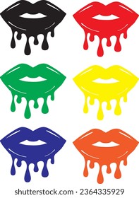 Dripping lips icon vector art