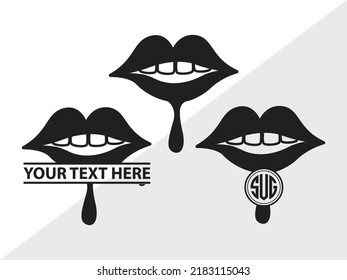 Dripping Lips Monogram SVG Printable Vector Illustration