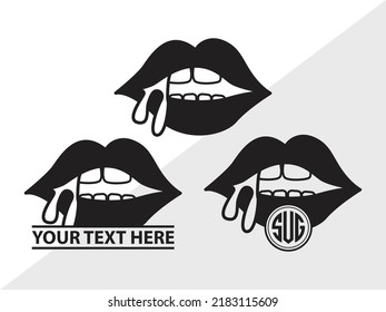 Dripping Lips Monogram Svg Printable Vector Stock Vector (Royalty Free ...