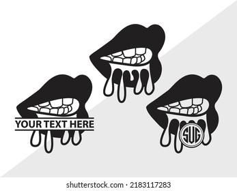 SVG-Printable Vektor-Illustration für Dripping Lips Monogram