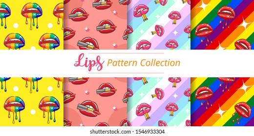 dripping lips pattern wallpaper poster seamless background vector graphic design