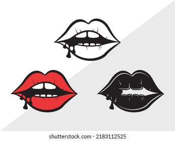 Dripping Lips SVG Printable Vector Illustration