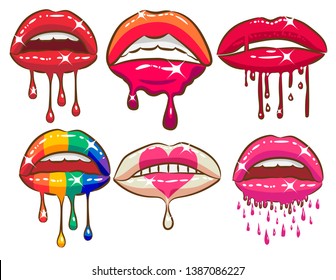 dripping lips vector clipart design
