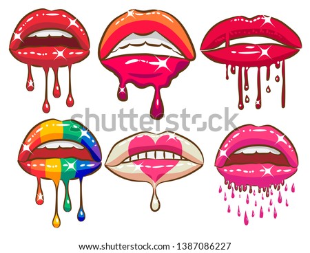 dripping lips vector clipart design