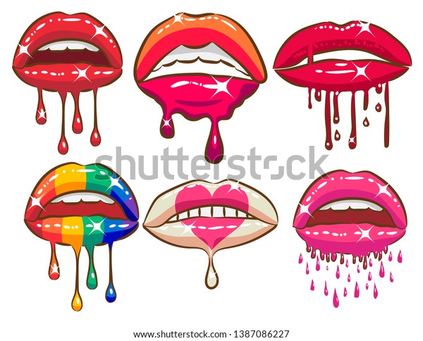 dripping lips vector clipart\
design