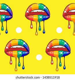 Dripping Lips Vector Pattern Graphic Design