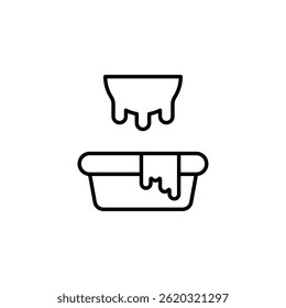 Dripping liquid into container vector icon, minimalist linear design