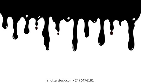 Dripping liquid. Melt drop. Flowing liquid isolated on white background. Spilled, splash, leak liquid. Vector illustration.