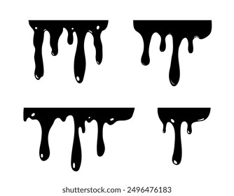 Dripping liquid. Melt drop. Flowing liquid isolated on white background. leak, splash, spilled liquid. Milk drop. Vector illustration.