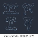 Dripping liquid outline. Contoured illustration of a flowing viscous liquid. Wax, honey, slime. Vector icon.
