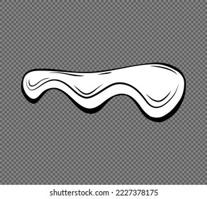 Borde líquido goteo sobre un fondo transparente. Ilustración en blanco y negro de un líquido viscoso que fluye. Cera, miel, lodo. Vector. 