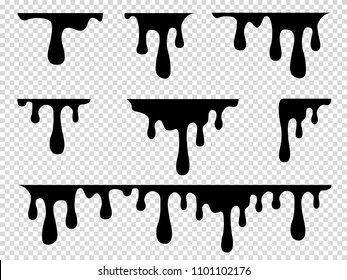 Dripping liquid. Paint flows. Current paint, stains. Current drops. Vector illustration.
