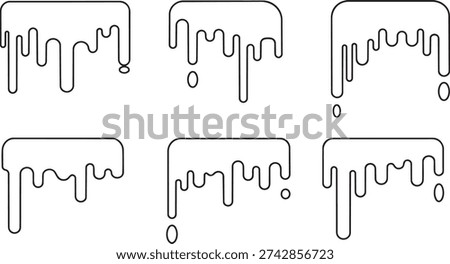 Dripping liquid shapes melting on transparent background vector graphics set