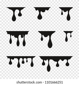 Dripping liquid, stains. Current inks. Paint flows, on the isolated background.