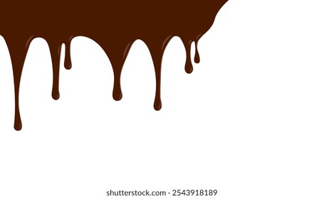Goteo de chocolate derretido, fondo. Ilustración vectorial