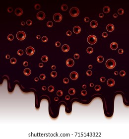 Dripping Melted chocolate Glaze with many realistic Eyes look to you. Halloween holiday background with eyes. Horror concept