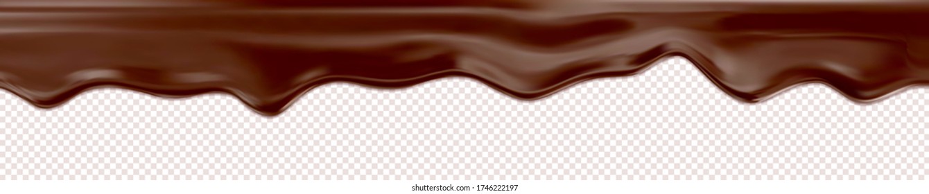 Dripping Melted Chocolate. Realistic 3d vector illustration of liquid chocolate.