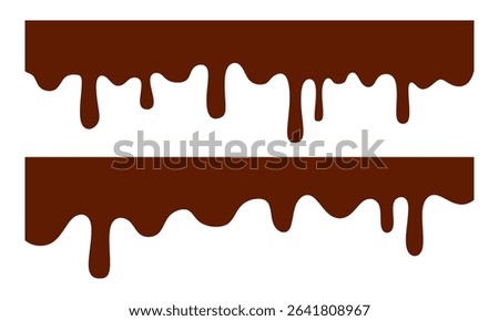 Dripping Melted Chocolates. Illustration of melted chocolate. Tasty milk choco Vector illustration