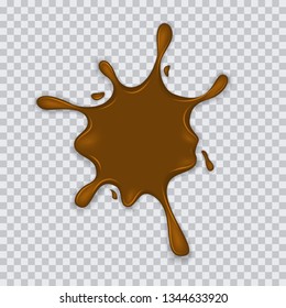 Dripping melted chocolates isoalted. Realistic 3d vector illustration of liquid chocolate cream or syrup