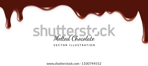 Dripping Melted Chocolates Isoalted. Realistic 3d\
Vector Illustration of Liquid Chocolate Cream or Syrup with Place\
for Text