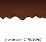 Dripping Melted Chocolates Isolated. Realistic 3d Vector Illustration of Liquid Chocolate Cream or Syrup with Place for Text