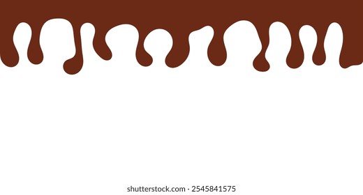 Dripping Melted Chocolates Isolated. Vector Illustration of Liquid Chocolate Cream or Syrup with Place for copy space text